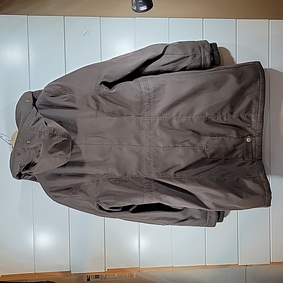 1 Madison Expedition brown faux fur lined long hooded coat jacket size large - Picture 3 of 3